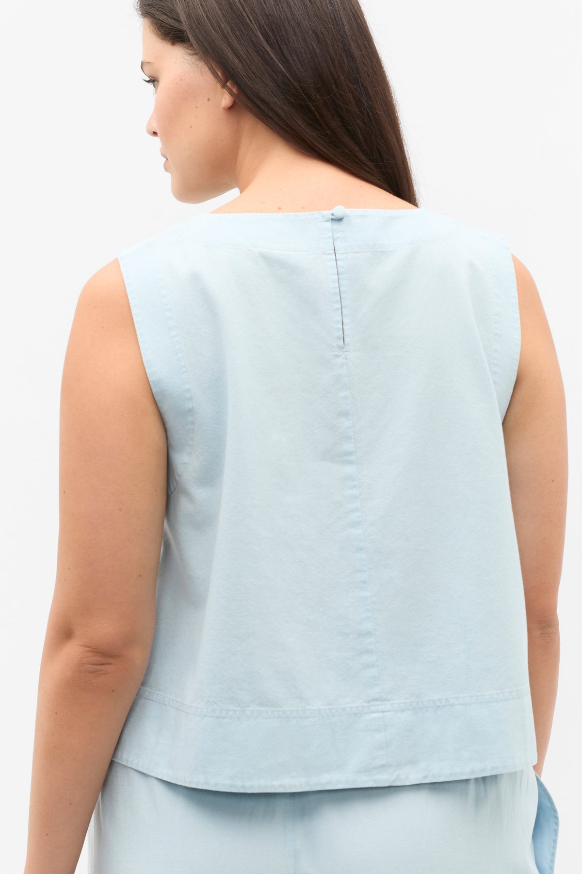 Chambray Boat Neck Shell Top
