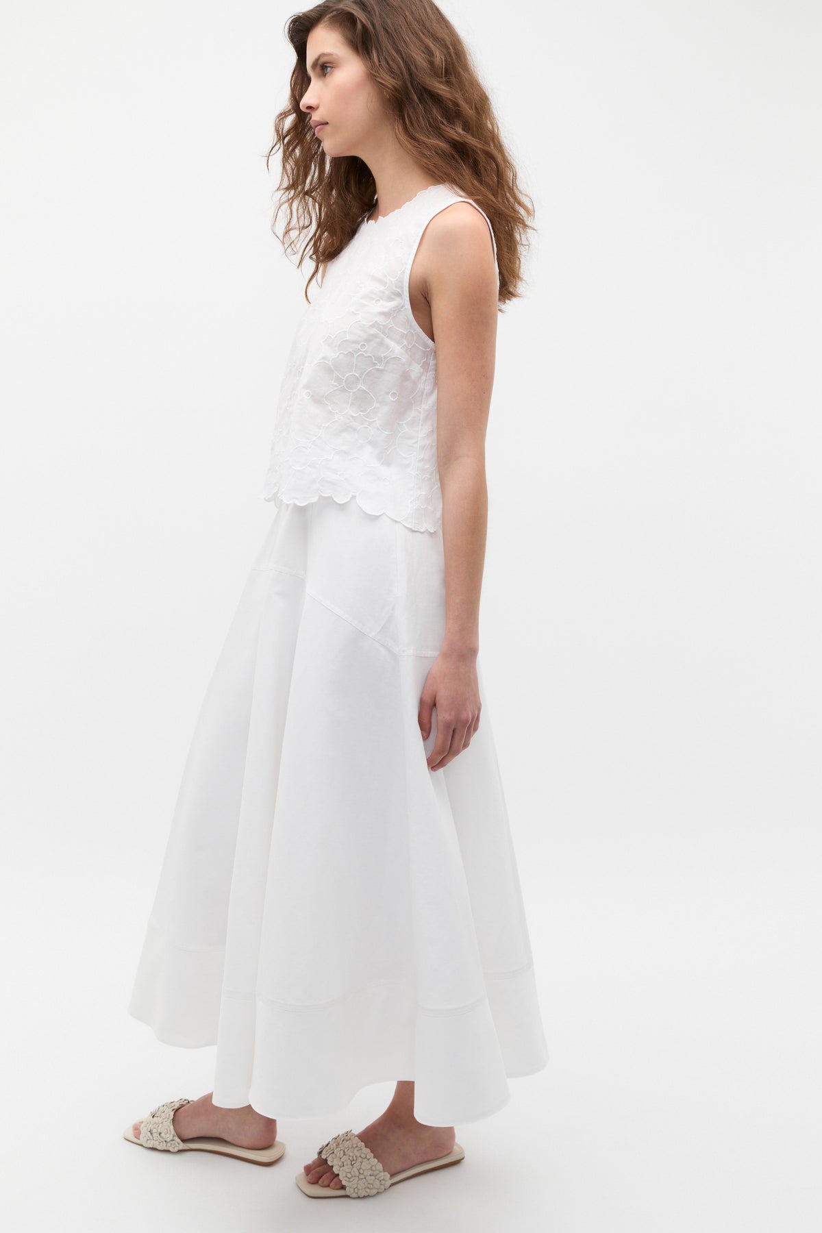 Floral Embroidered Tie Back Shell