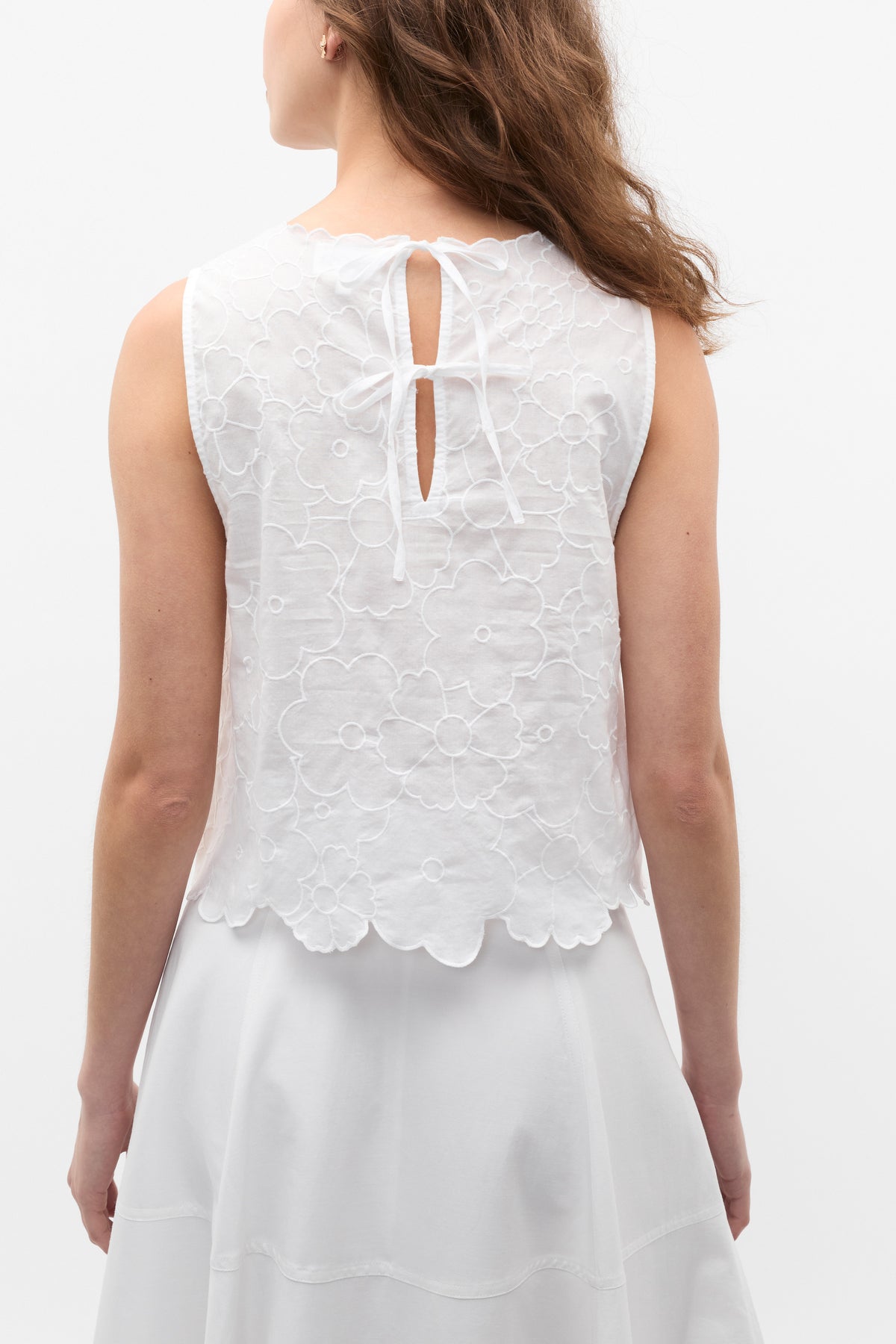 Floral Embroidered Tie Back Shell