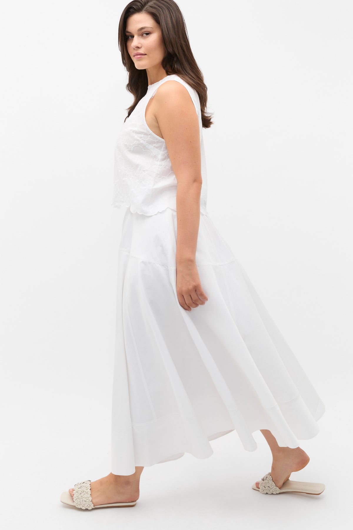 Floral Embroidered Tie Back Shell