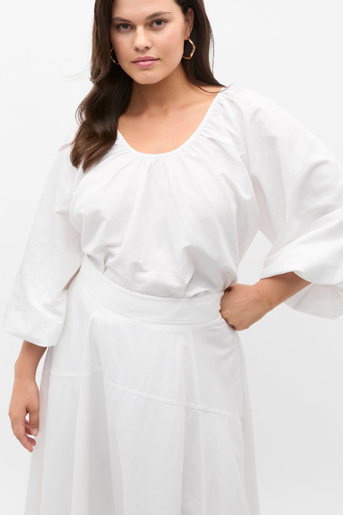 Scoop Neck Blouson Sleeve Top