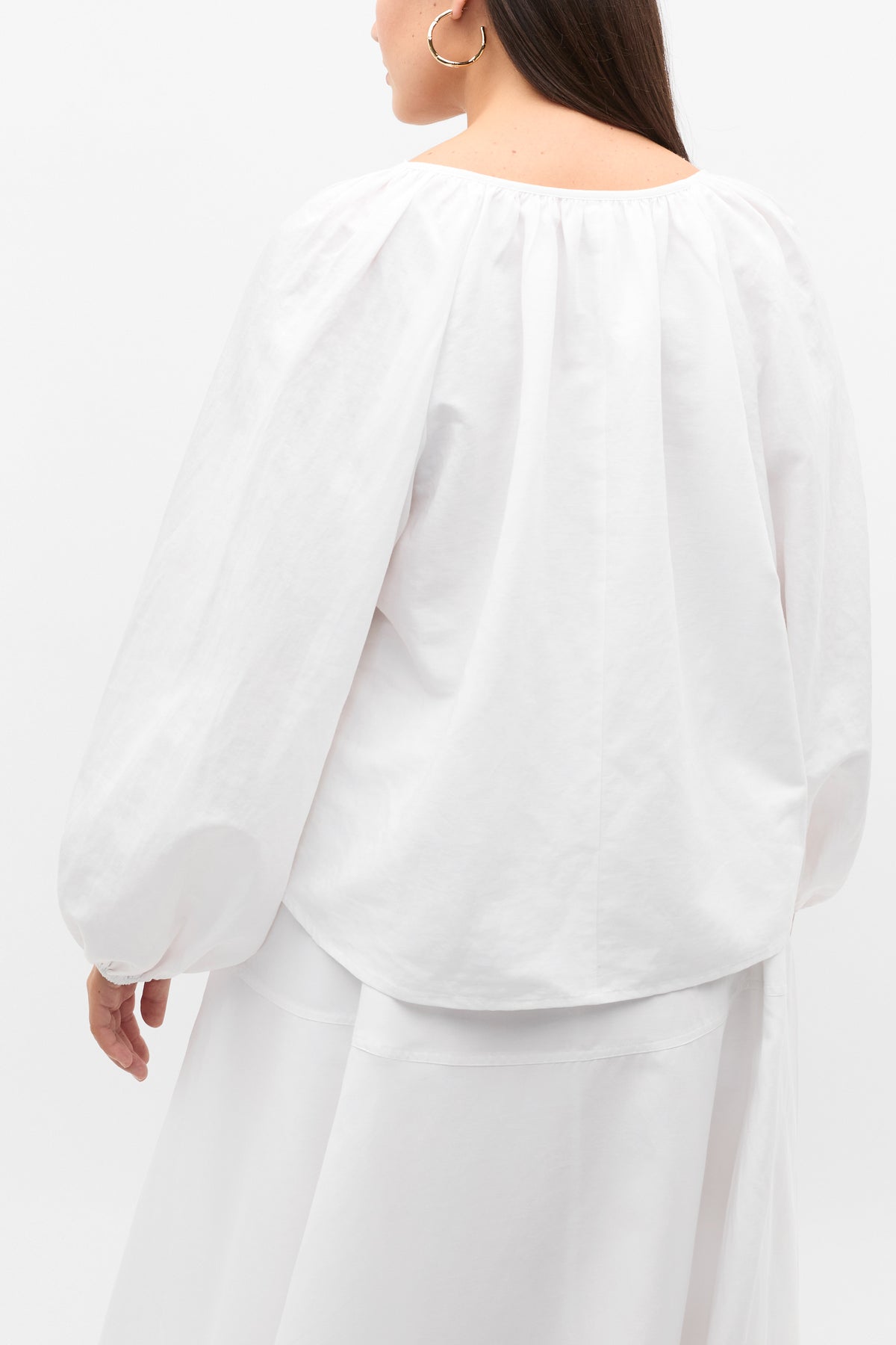 Scoop Neck Blouson Sleeve Top