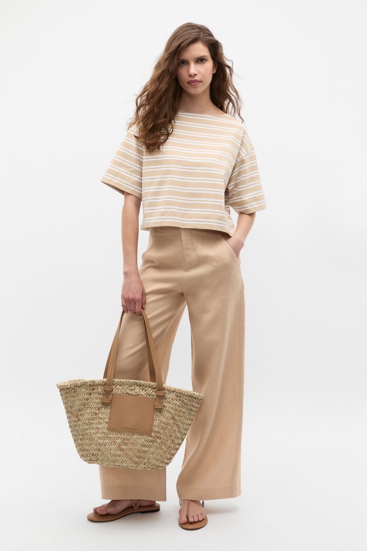 Cotton Boxy Split Hem Tee
