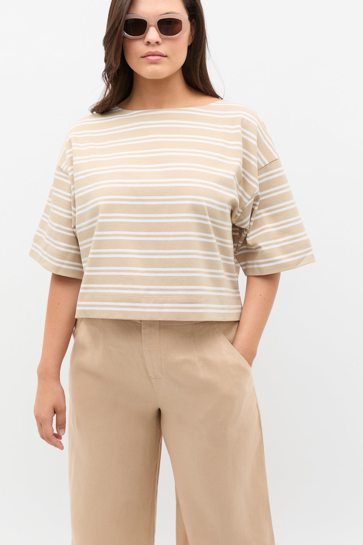 Cotton Boxy Split Hem Tee