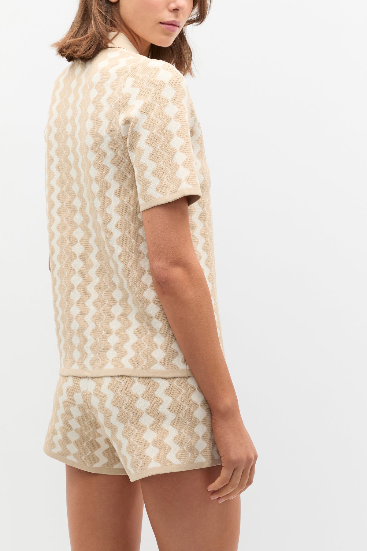Jacquard Knit Polo Top