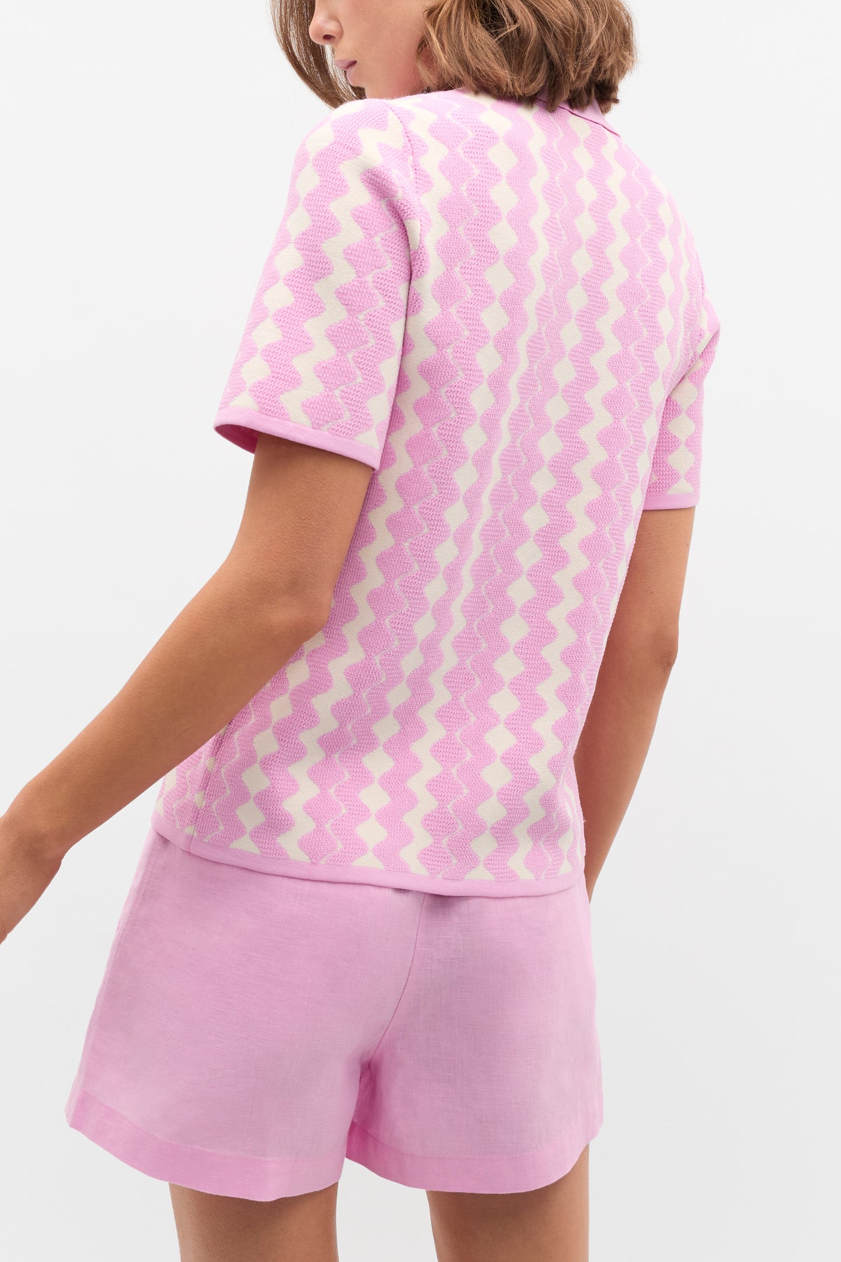 Jacquard Knit Polo Top