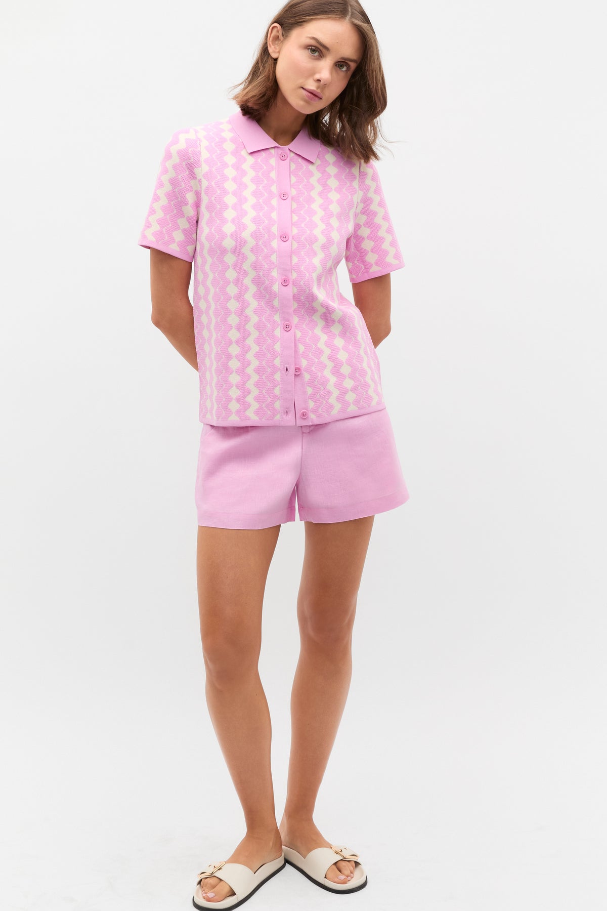 Jacquard Knit Polo Top