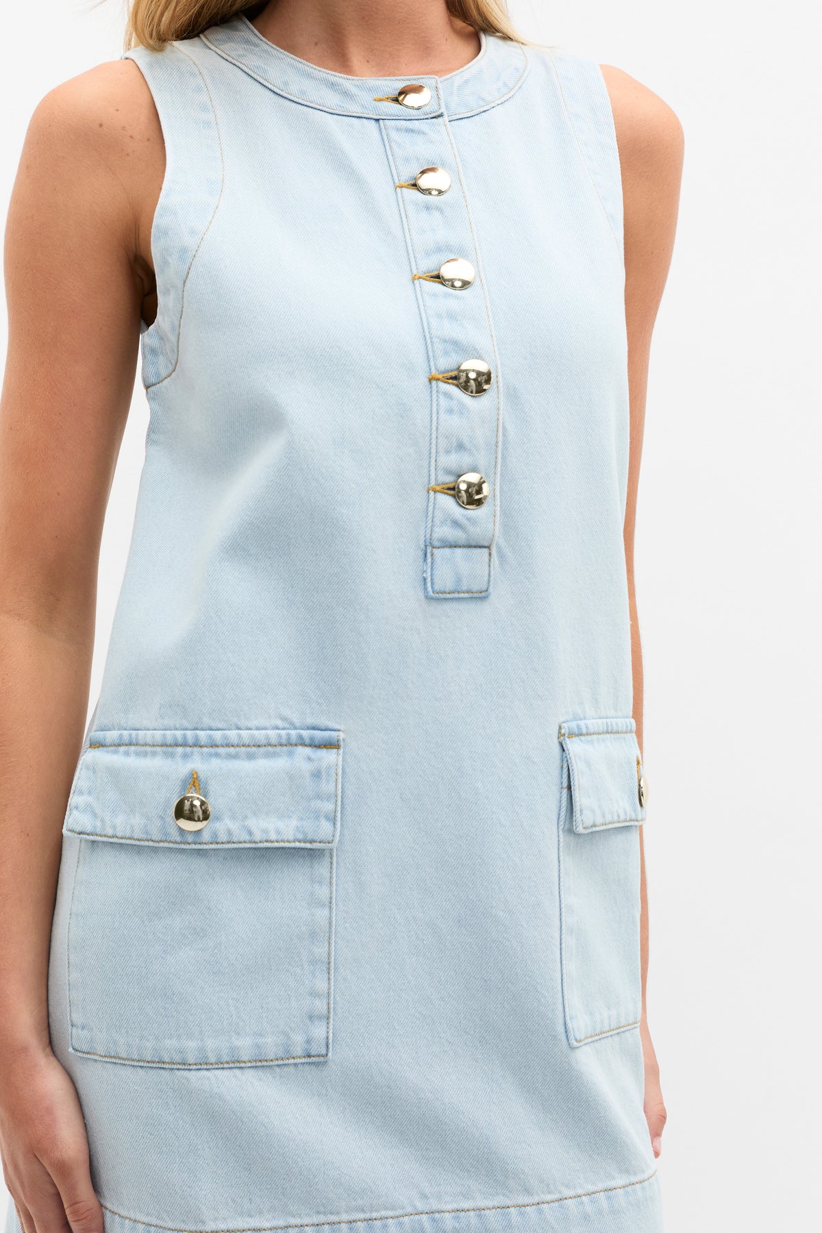 Denim Pocket Mini Dress