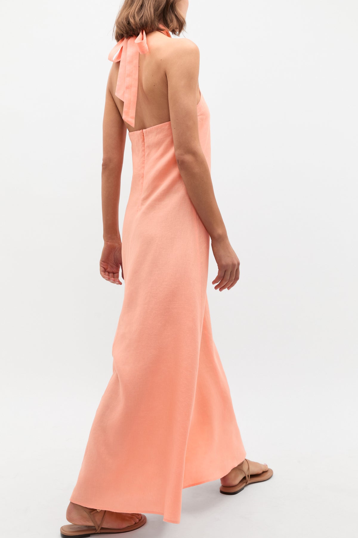 Linen Halter Ring Maxi Dress