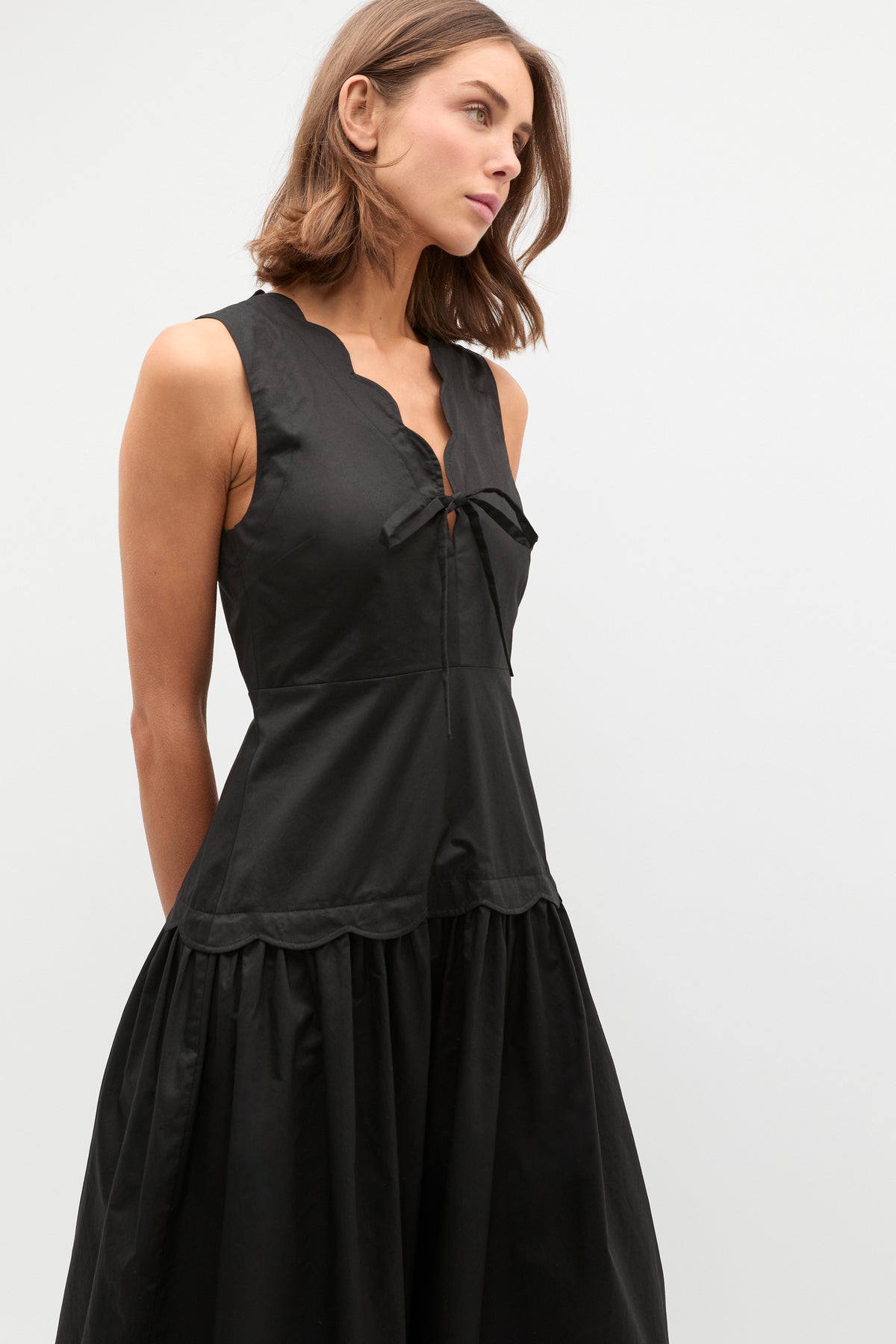 Poplin Scallop Dress