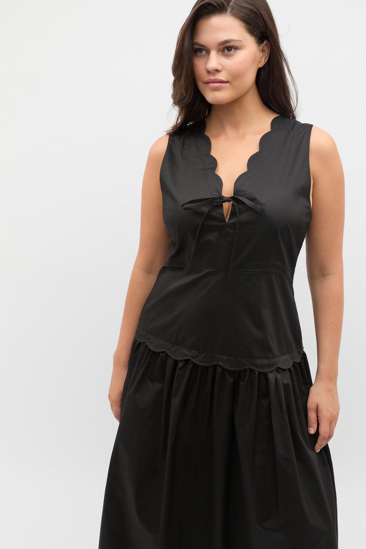 Poplin Scallop Dress