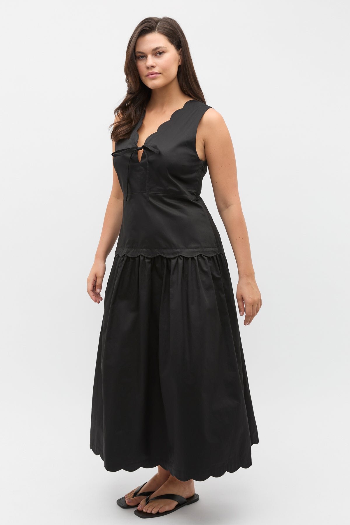 Poplin Scallop Dress