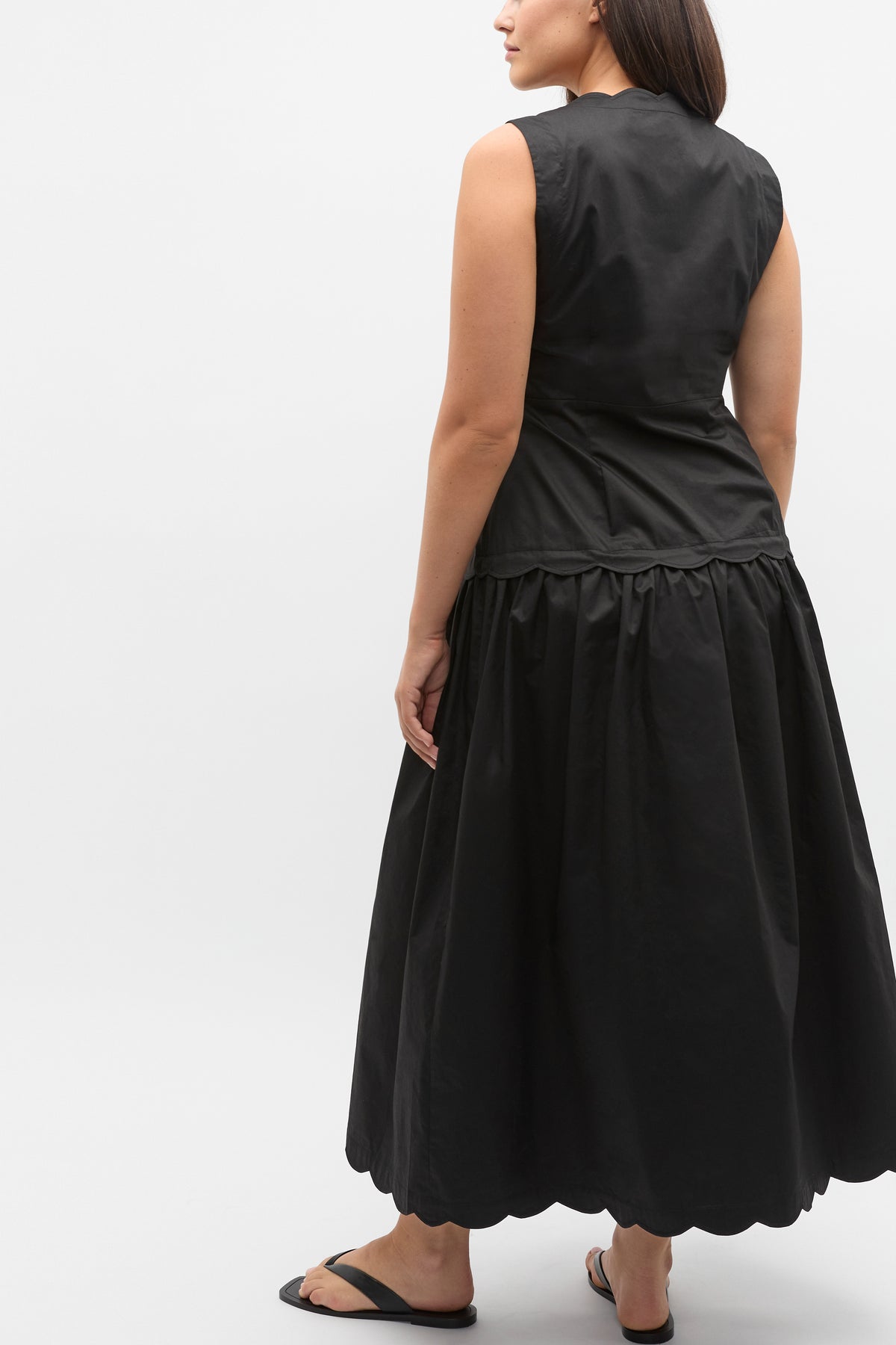 Poplin Scallop Dress