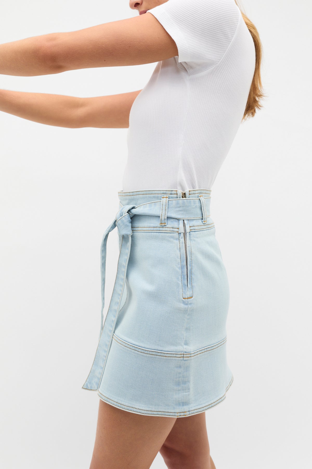Denim Fit Flare Mini Skirt