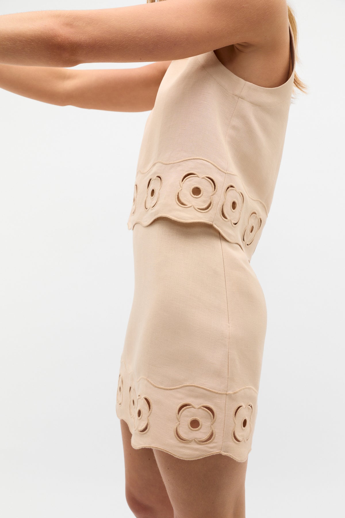 Retro Embroidered Hem Mini Skirt