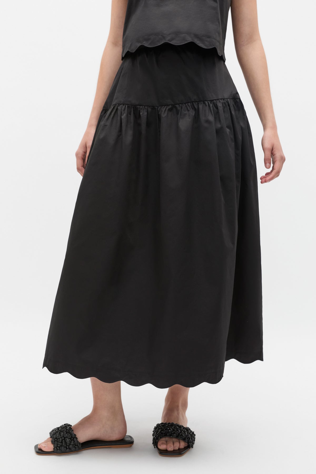 Poplin Scallop Skirt