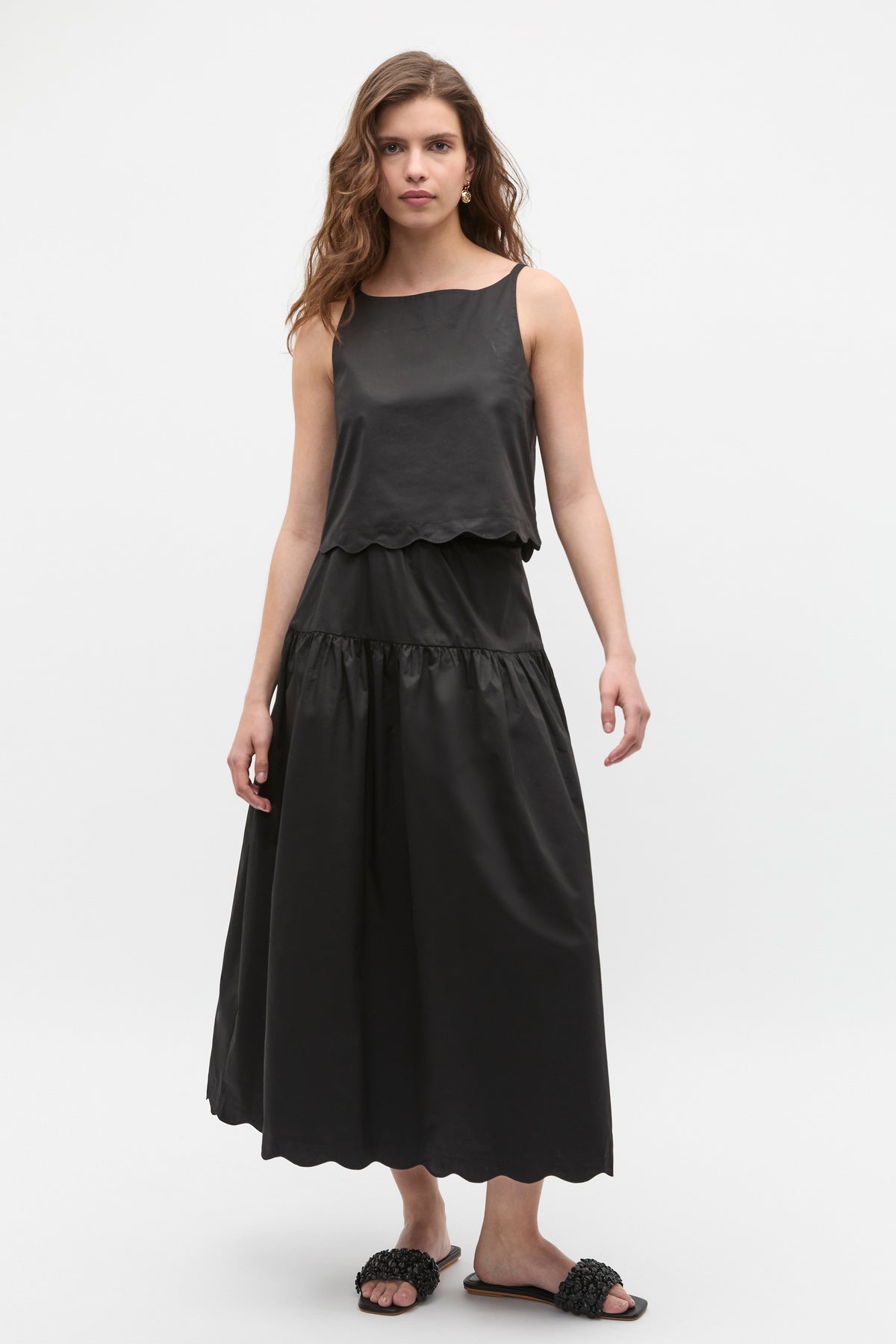 Poplin Scallop Skirt