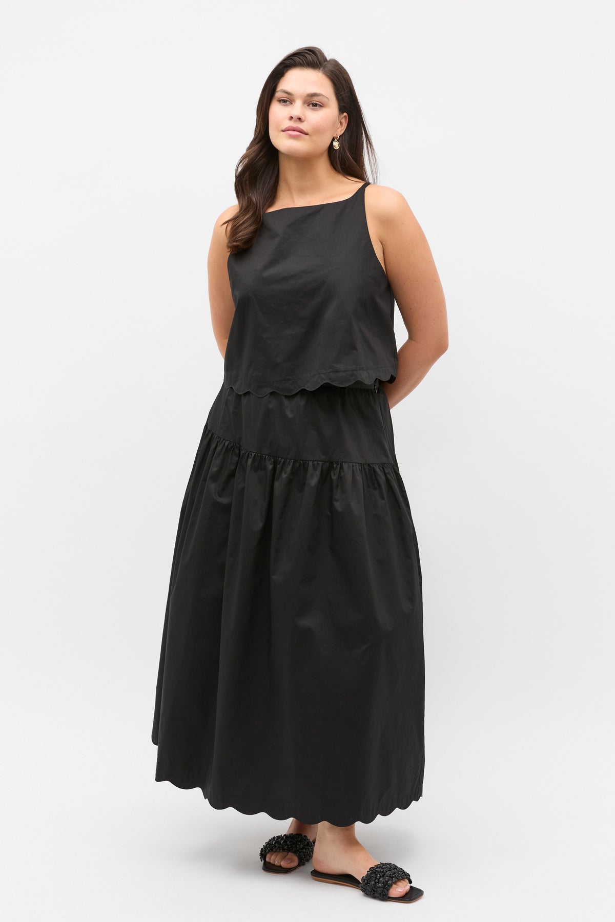 Poplin Scallop Skirt