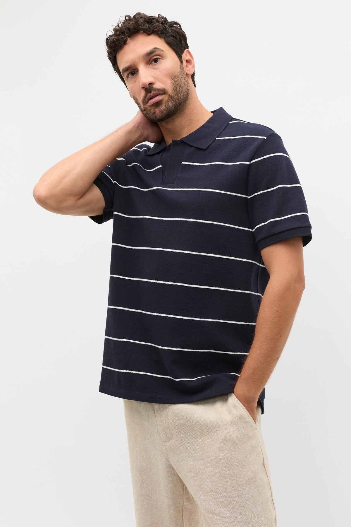 Stripe Pique Polo