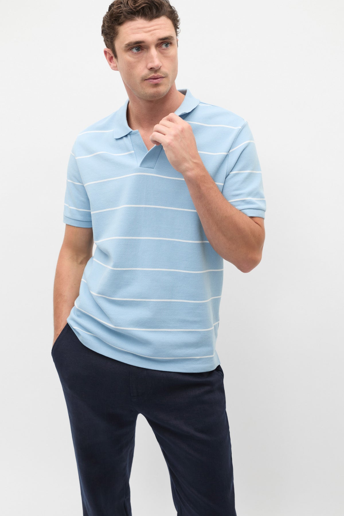 Stripe Pique Polo