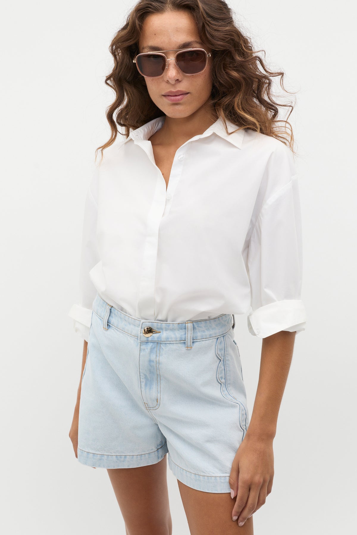Denim Scallop Short