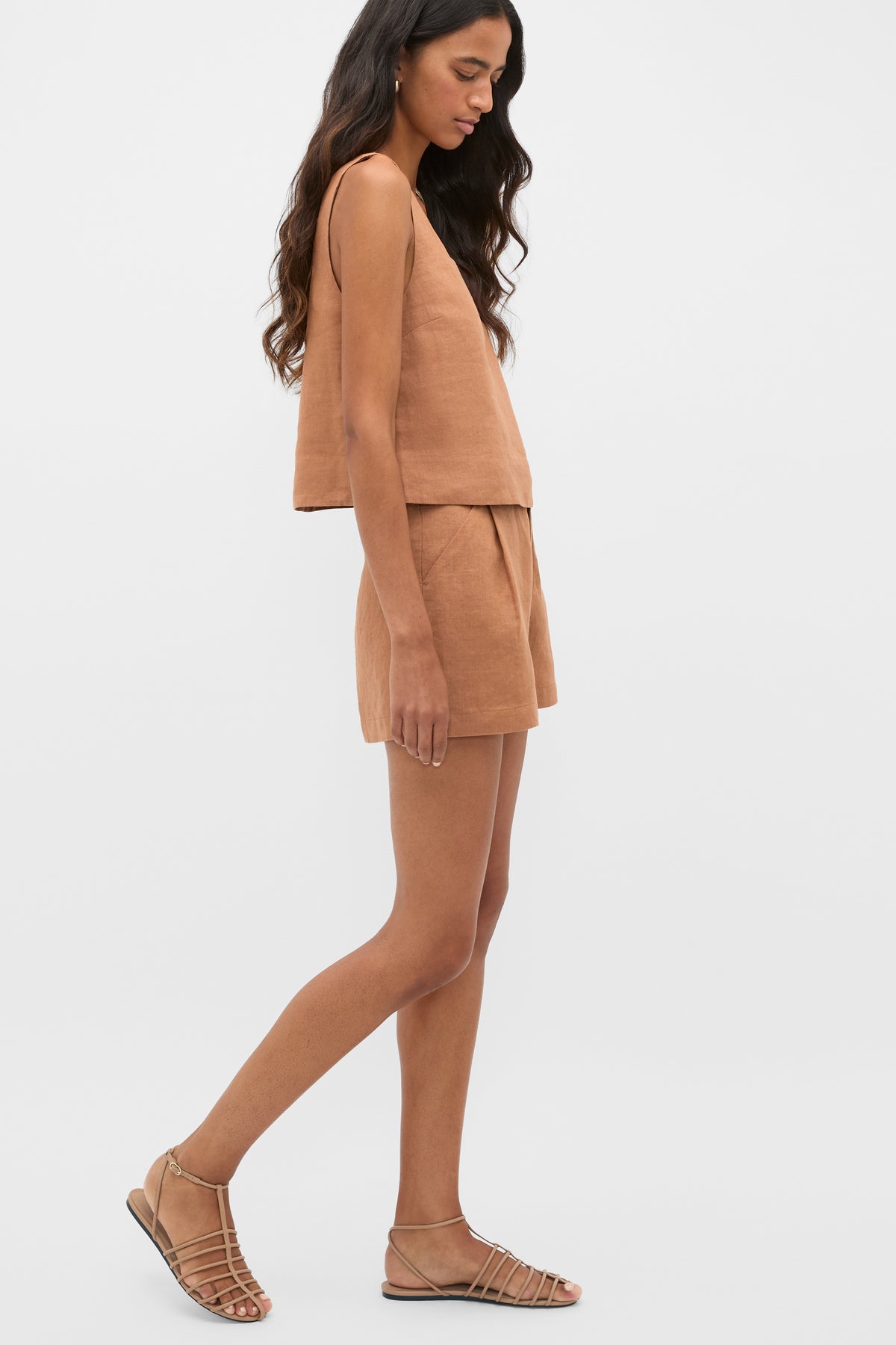 Square Neck Linen Shell Top