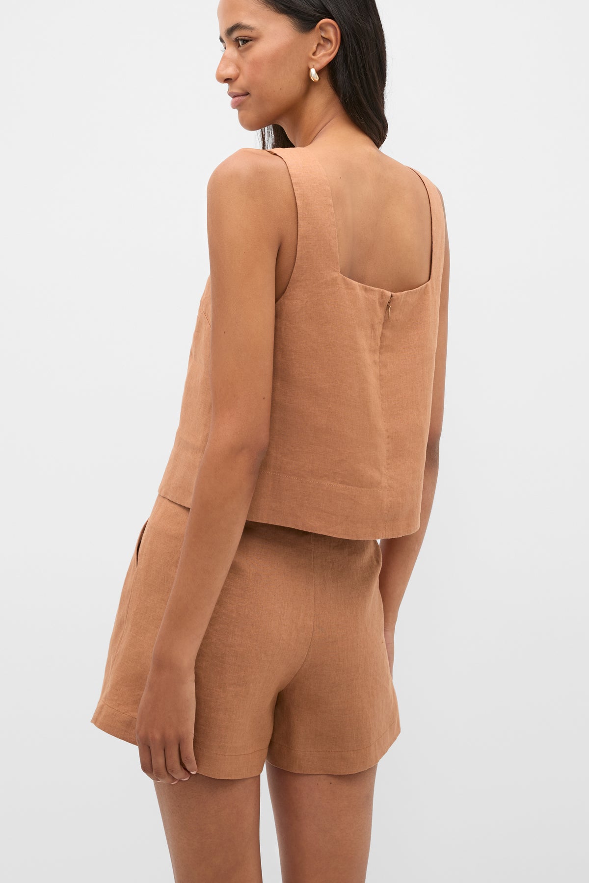 Square Neck Linen Shell Top