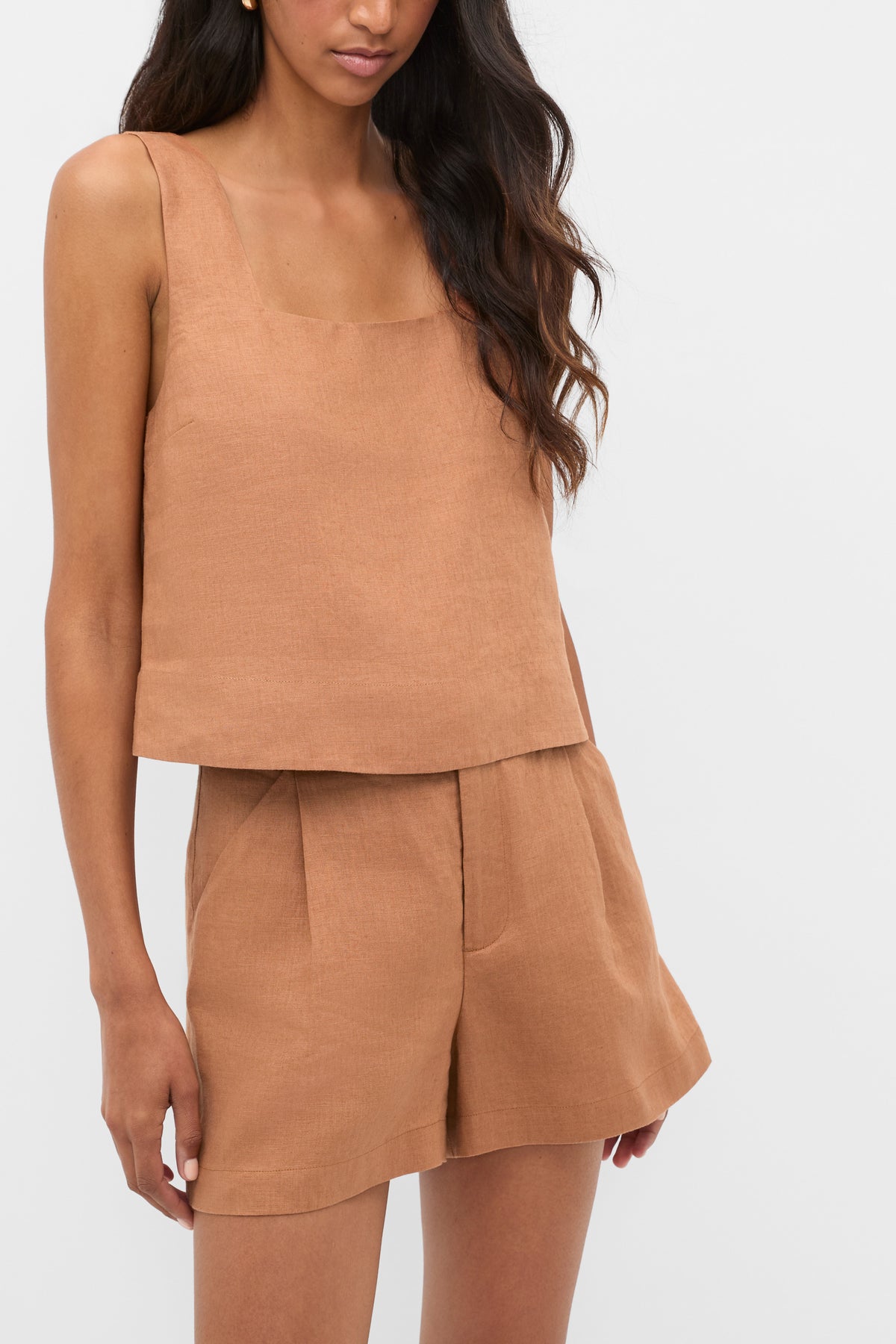 Square Neck Linen Shell Top