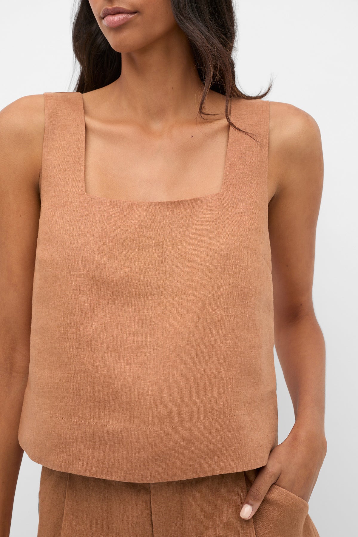 Square Neck Linen Shell Top