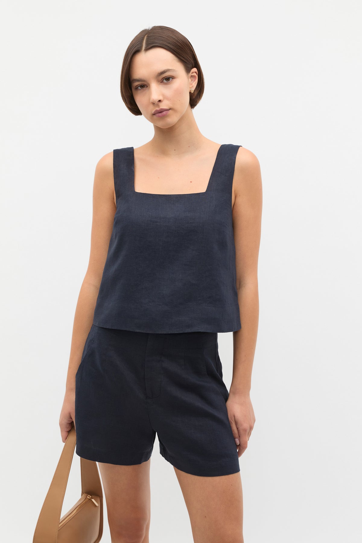 Square Neck Linen Shell Top
