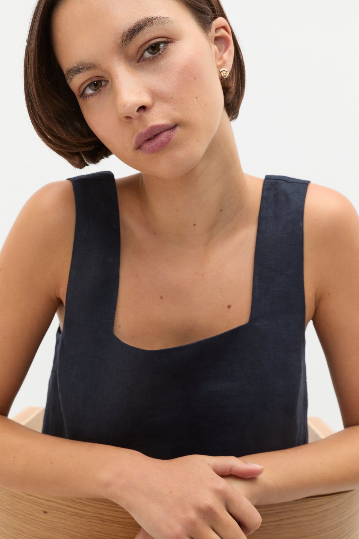 Square Neck Linen Shell Top