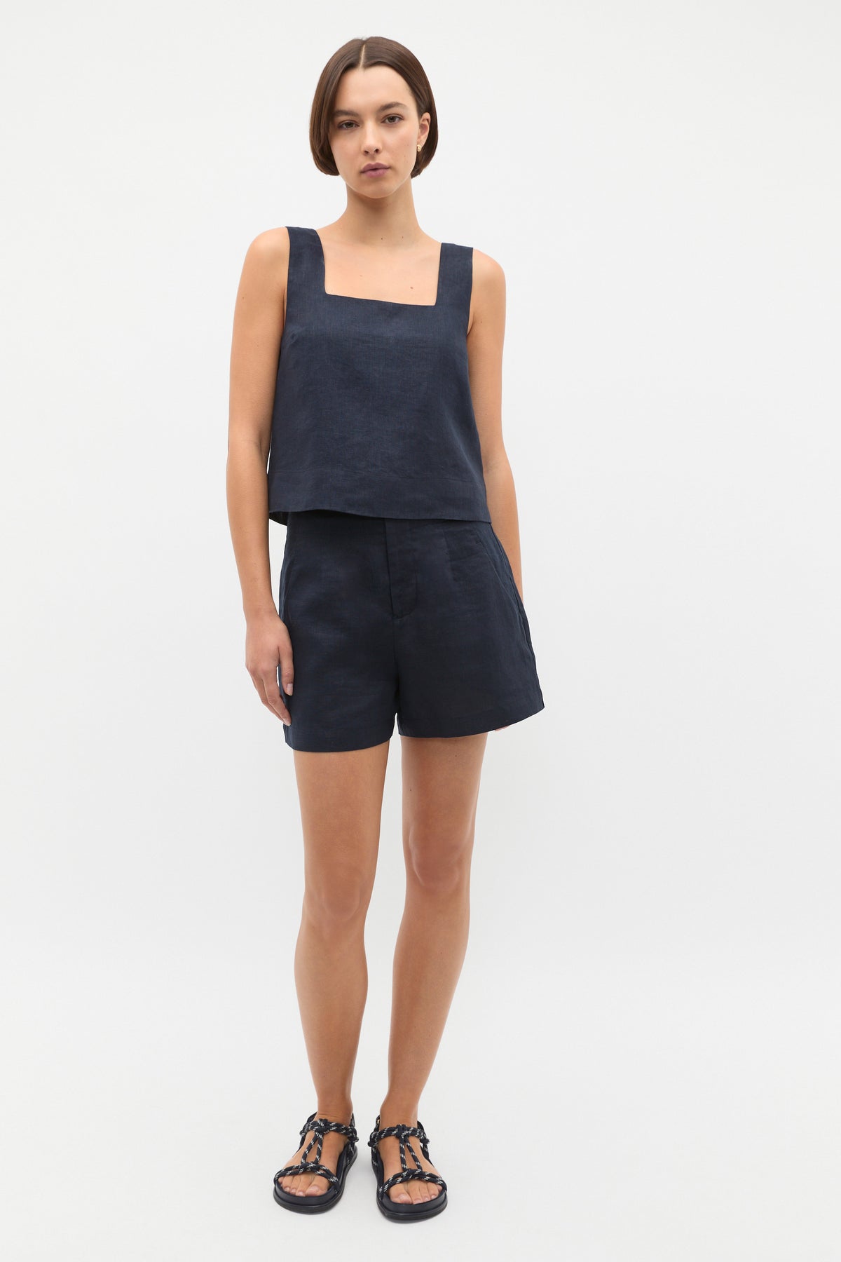 Square Neck Linen Shell Top