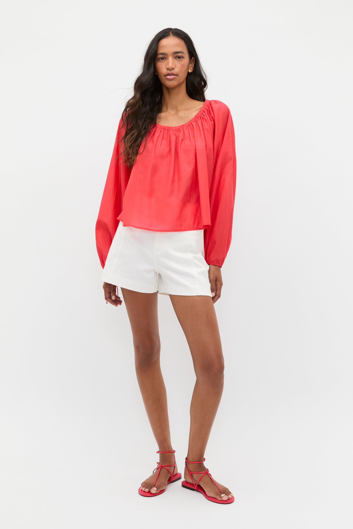 Voile Scoop Neck Blouse