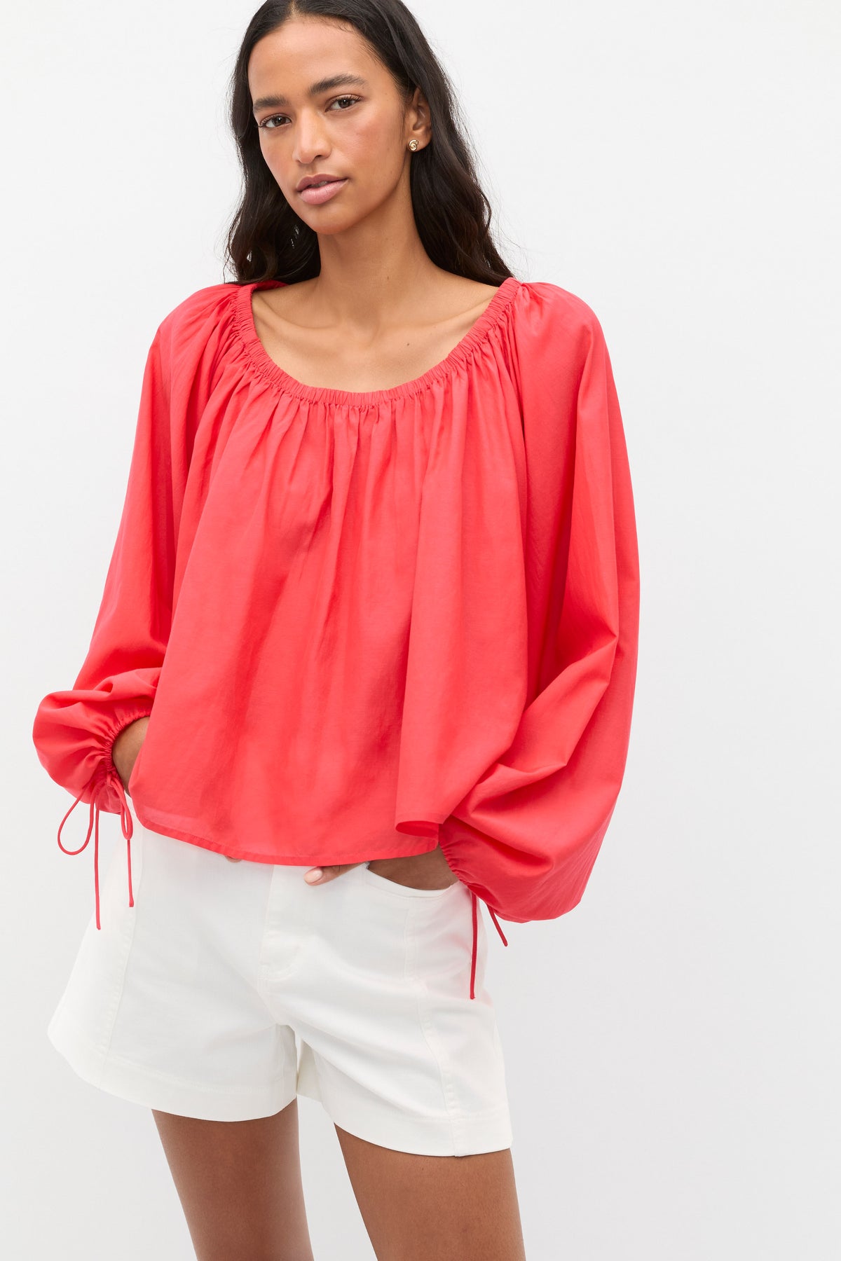 Voile Scoop Neck Blouse
