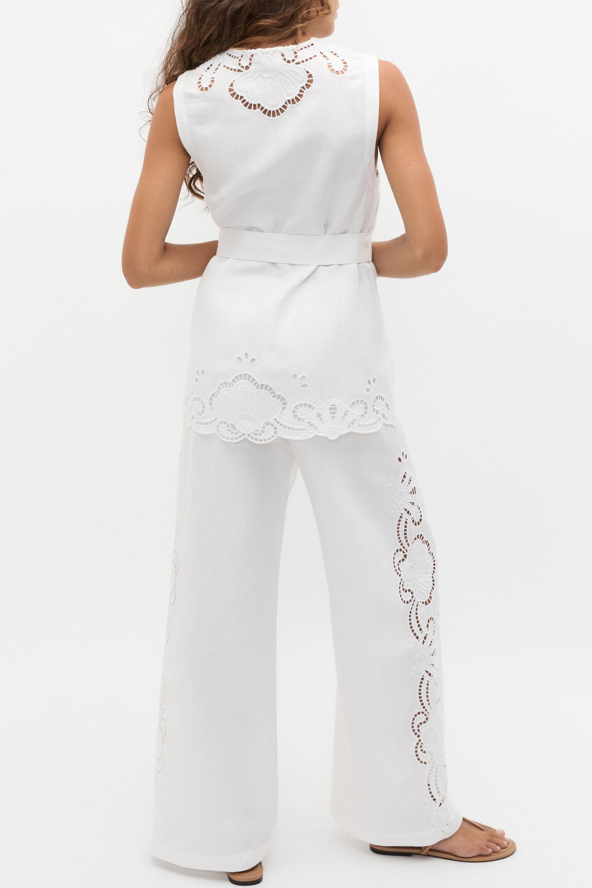 Cutwork Woven Belted Vest