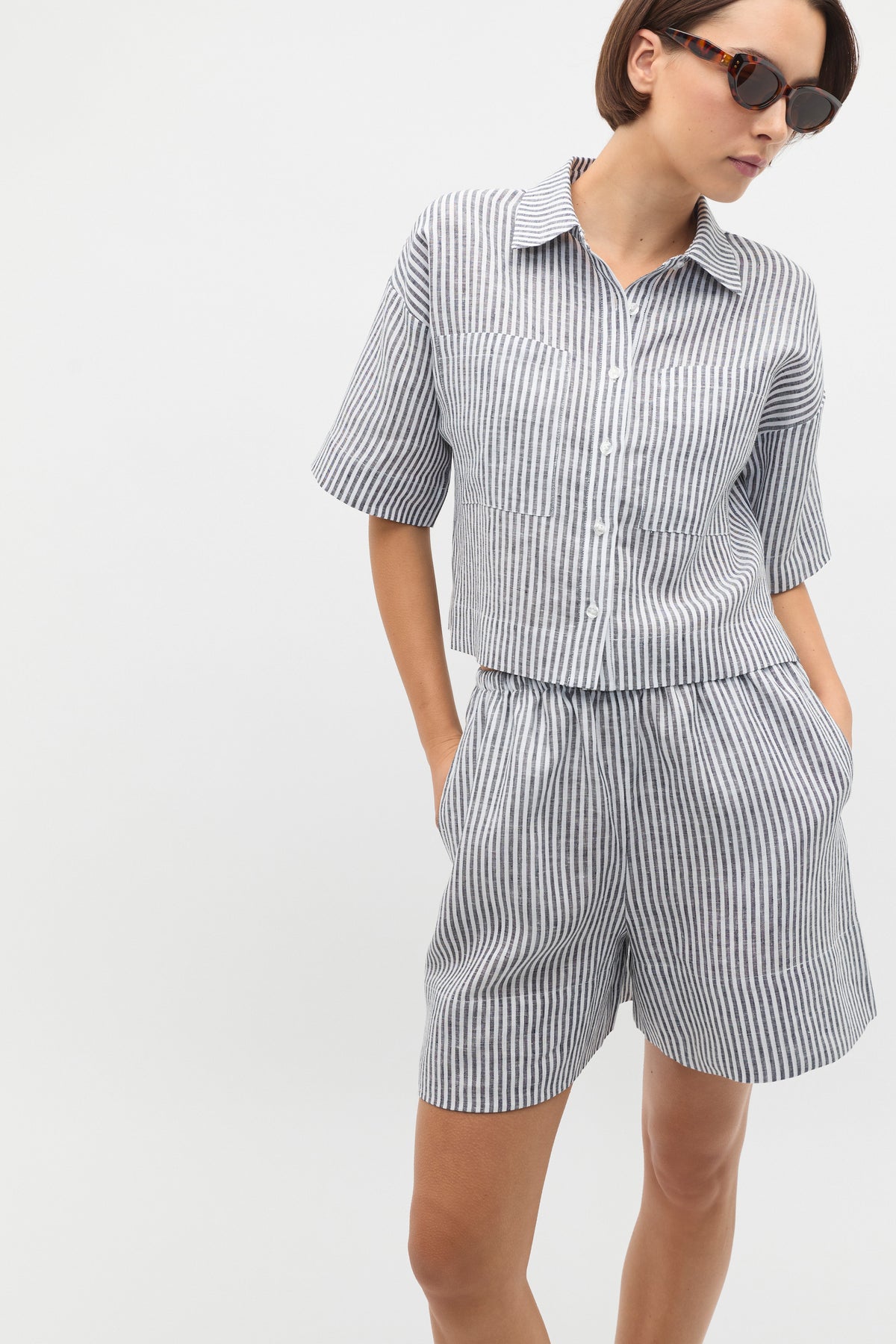 Linen Stripe Boxy Shirt