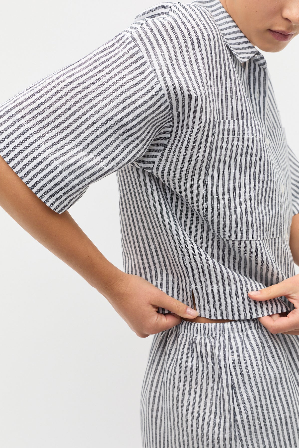 Linen Stripe Boxy Shirt