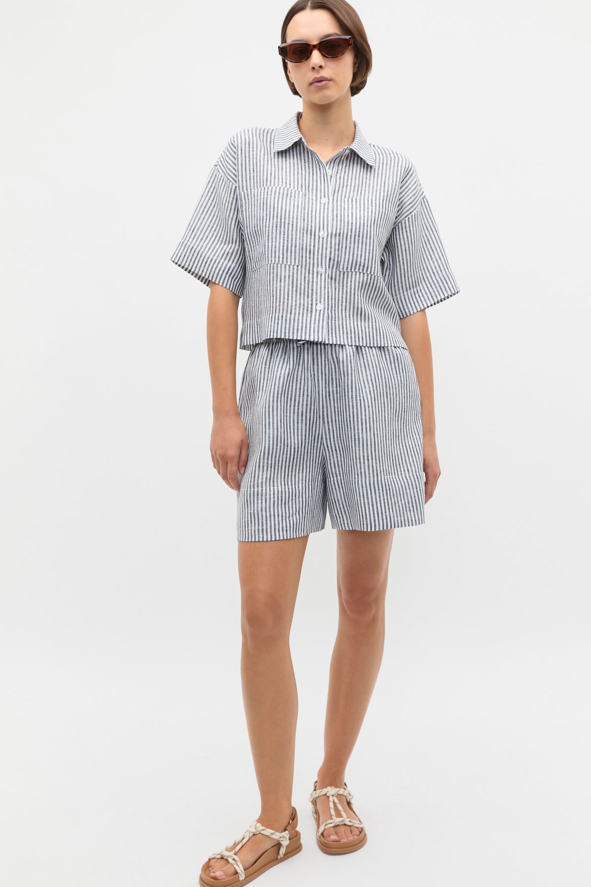 Linen Stripe Boxy Shirt