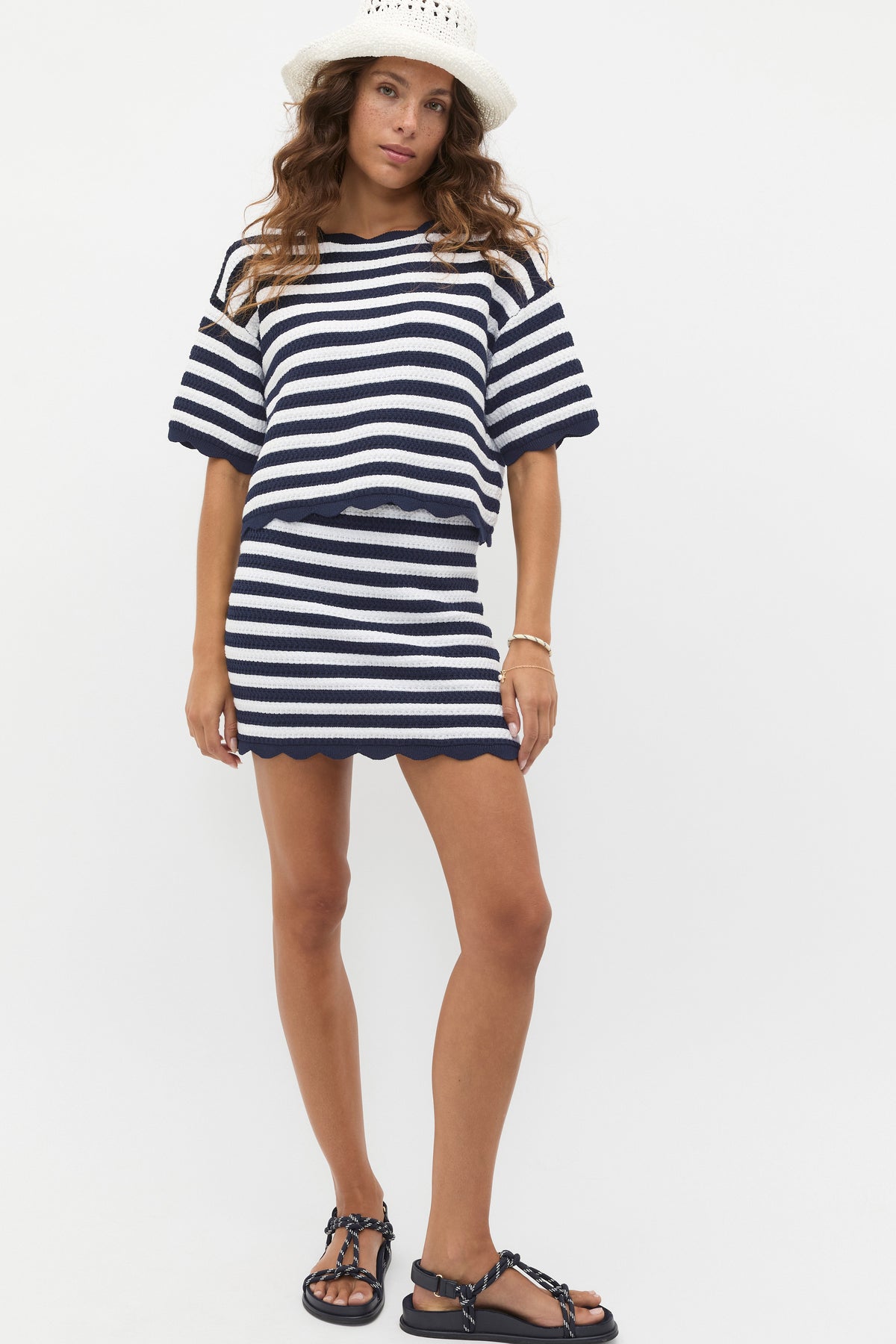Scallop Stripe Knit Top