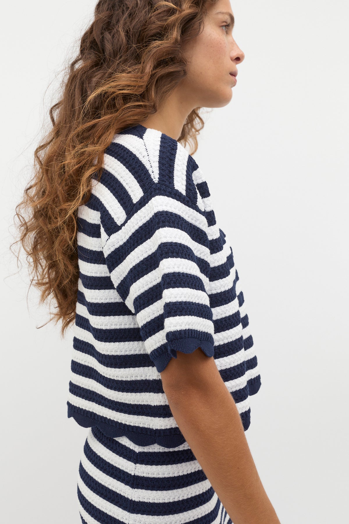 Scallop Stripe Knit Top