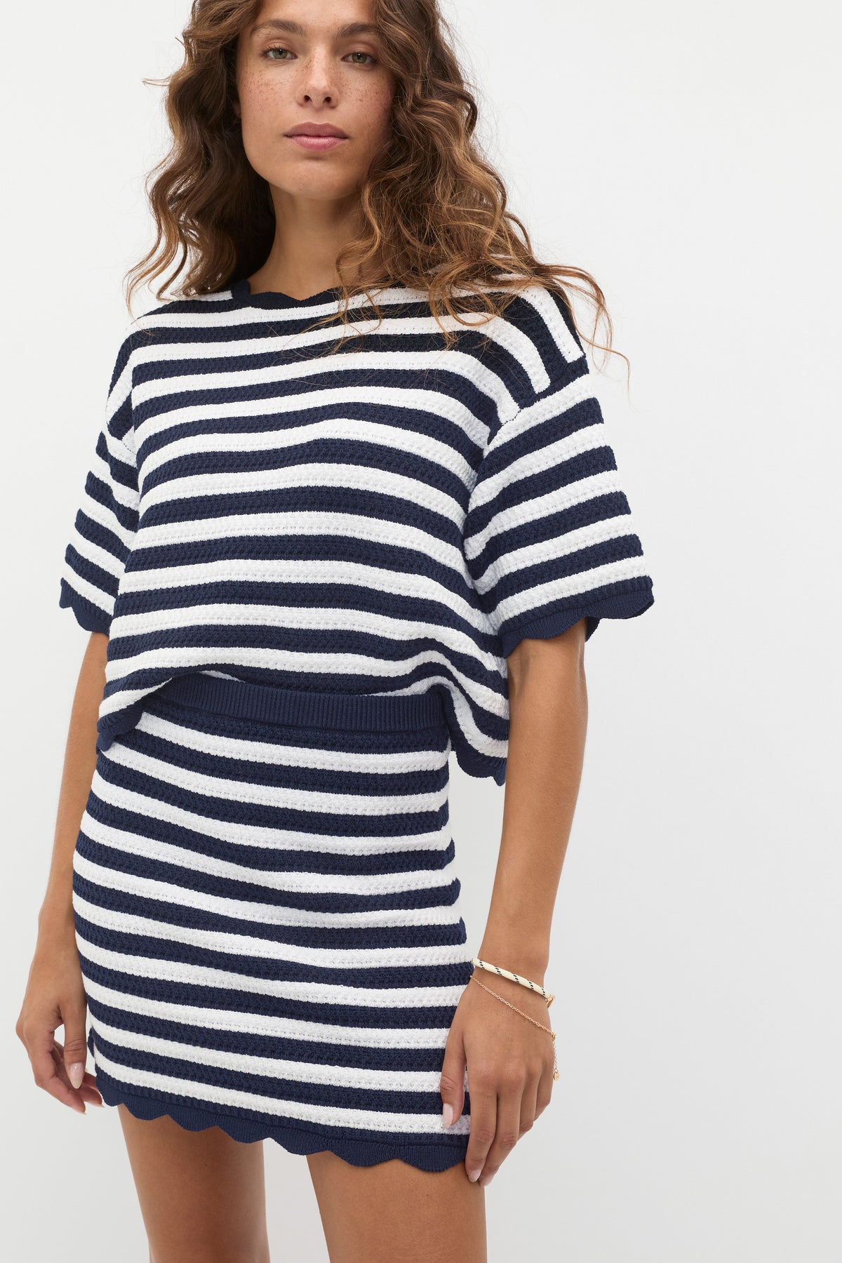 Scallop Stripe Knit Top