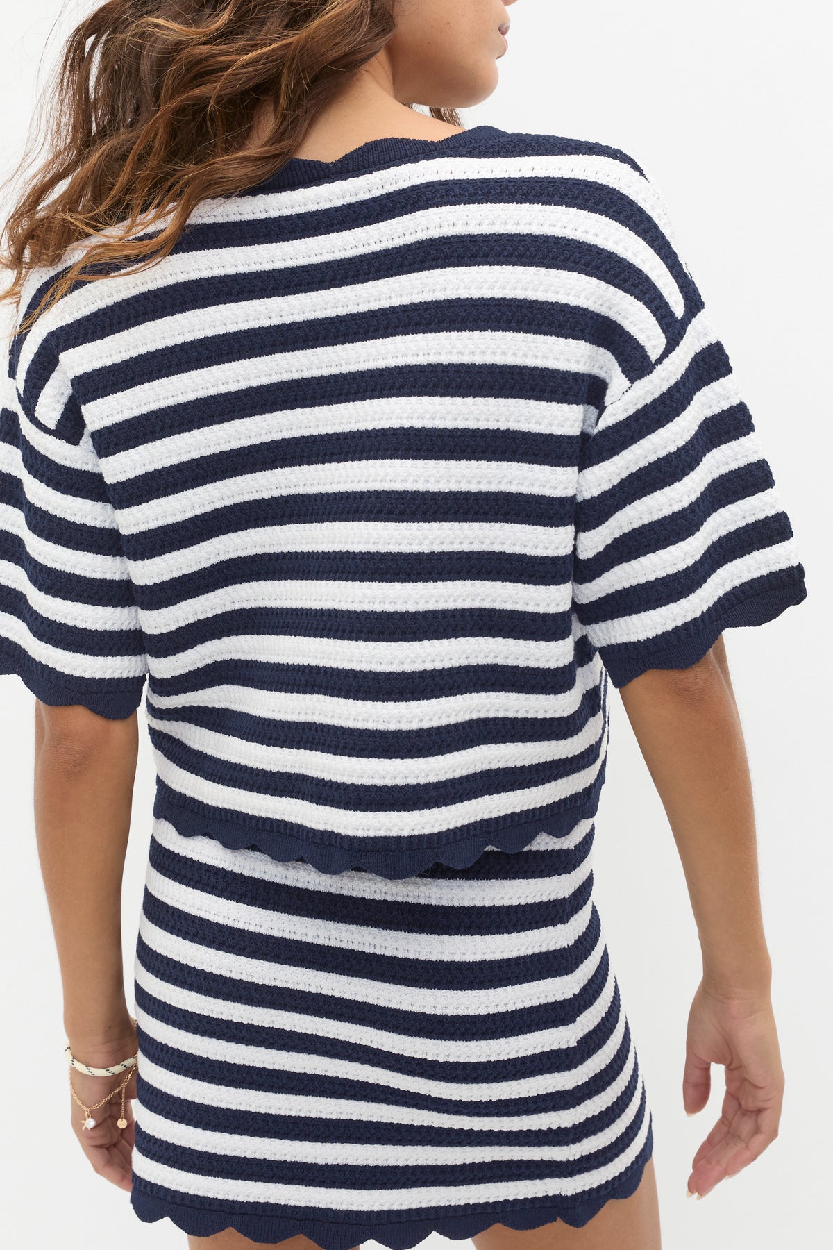 Scallop Stripe Knit Top