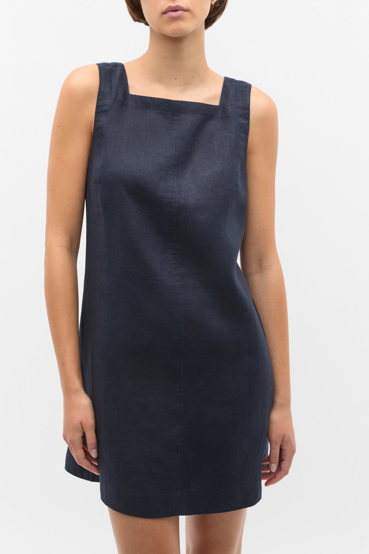 Linen Square Neck Mini Dress