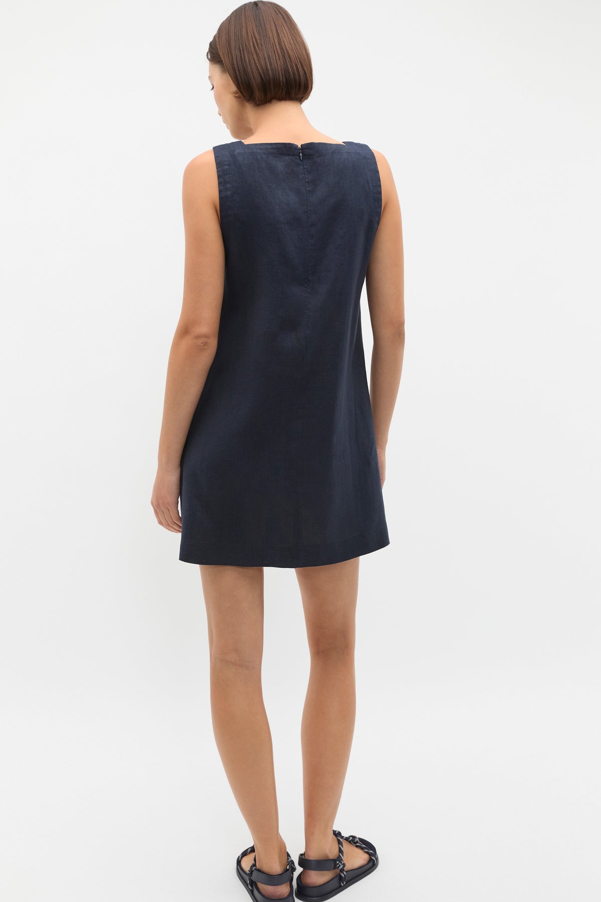 Linen Square Neck Mini Dress