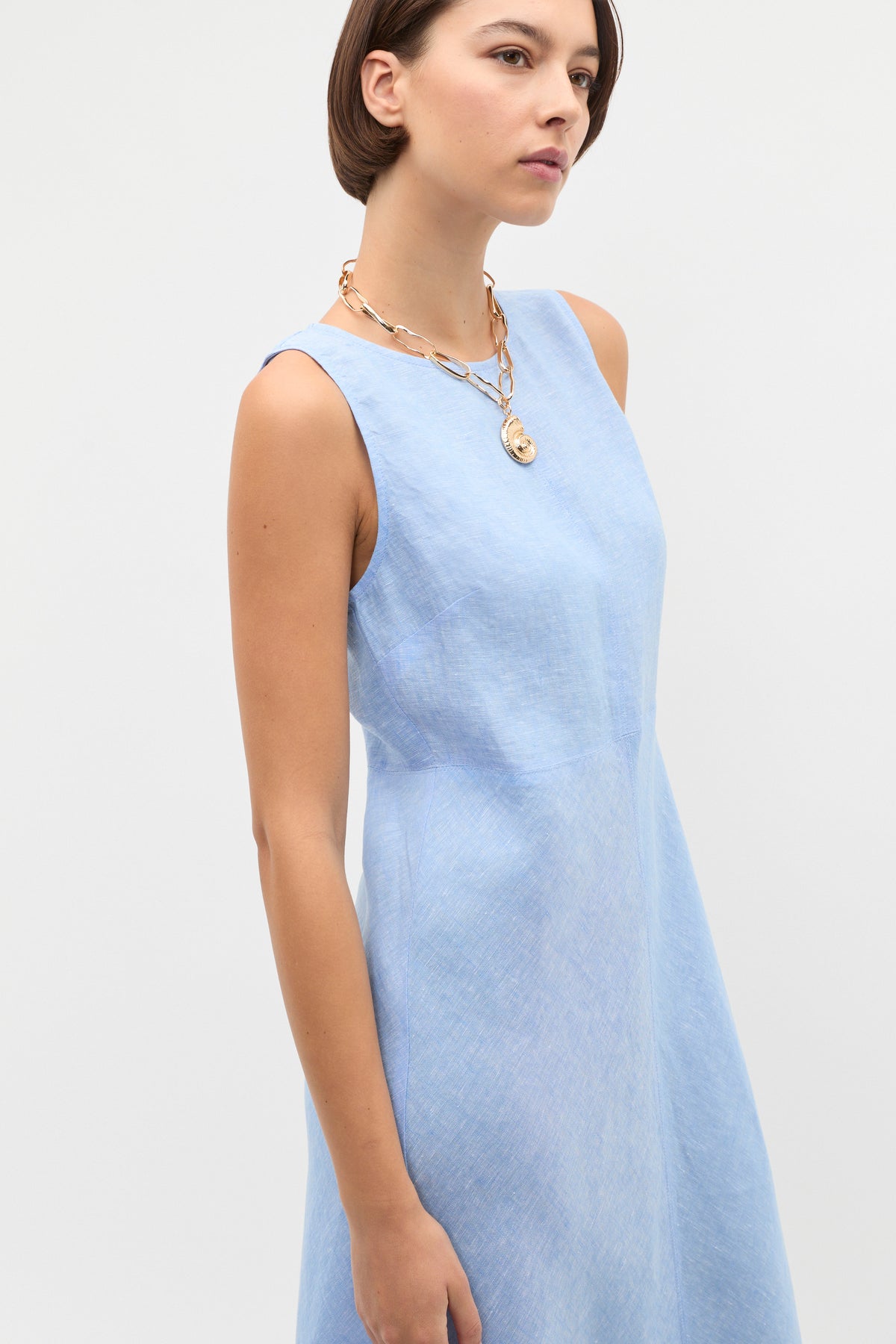 Linen Sleeveless Midi Dress