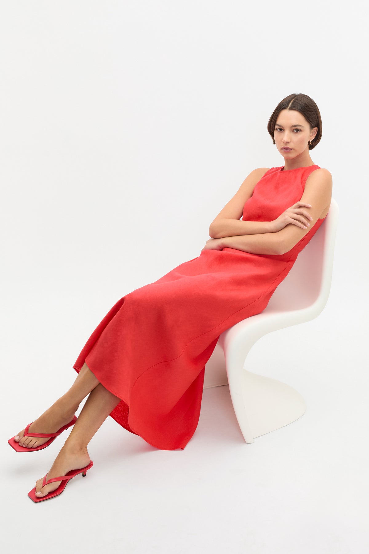 Linen Sleeveless Midi Dress