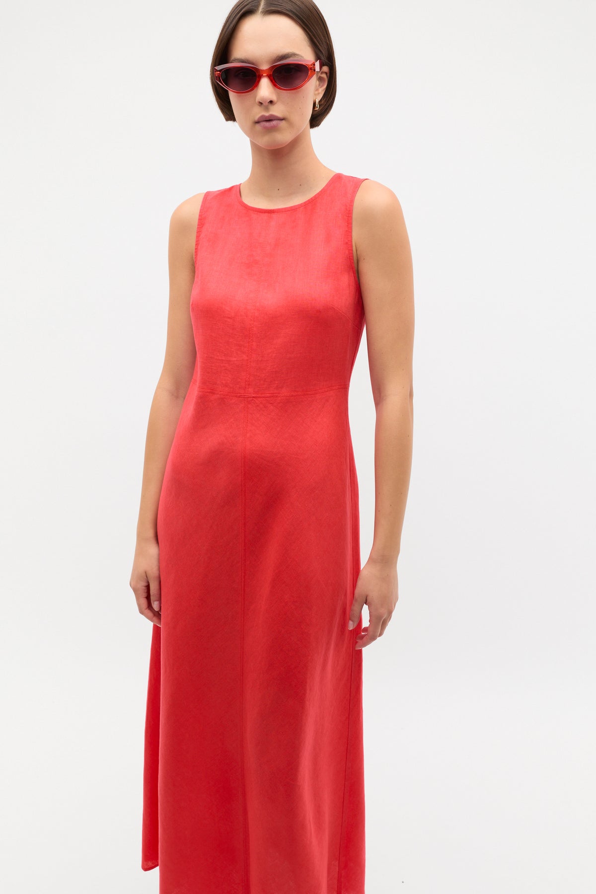 Linen Sleeveless Midi Dress