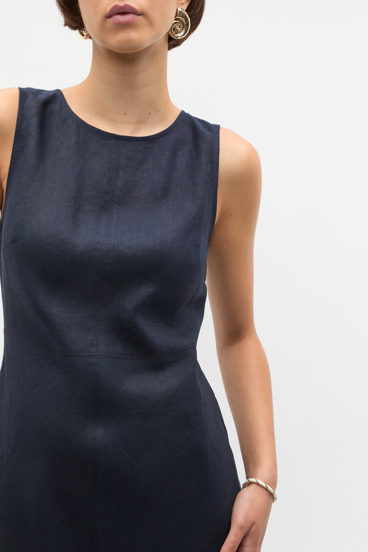 Linen Sleeveless Midi Dress