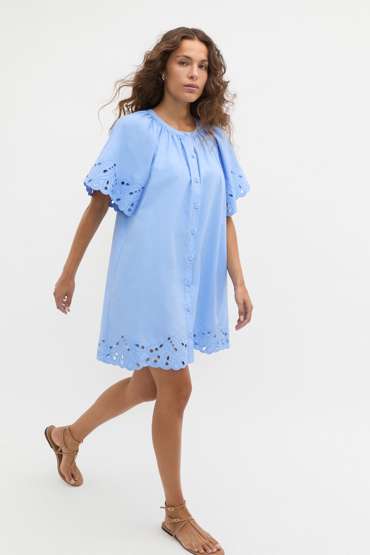 Poplin Broderie Mini Dress
