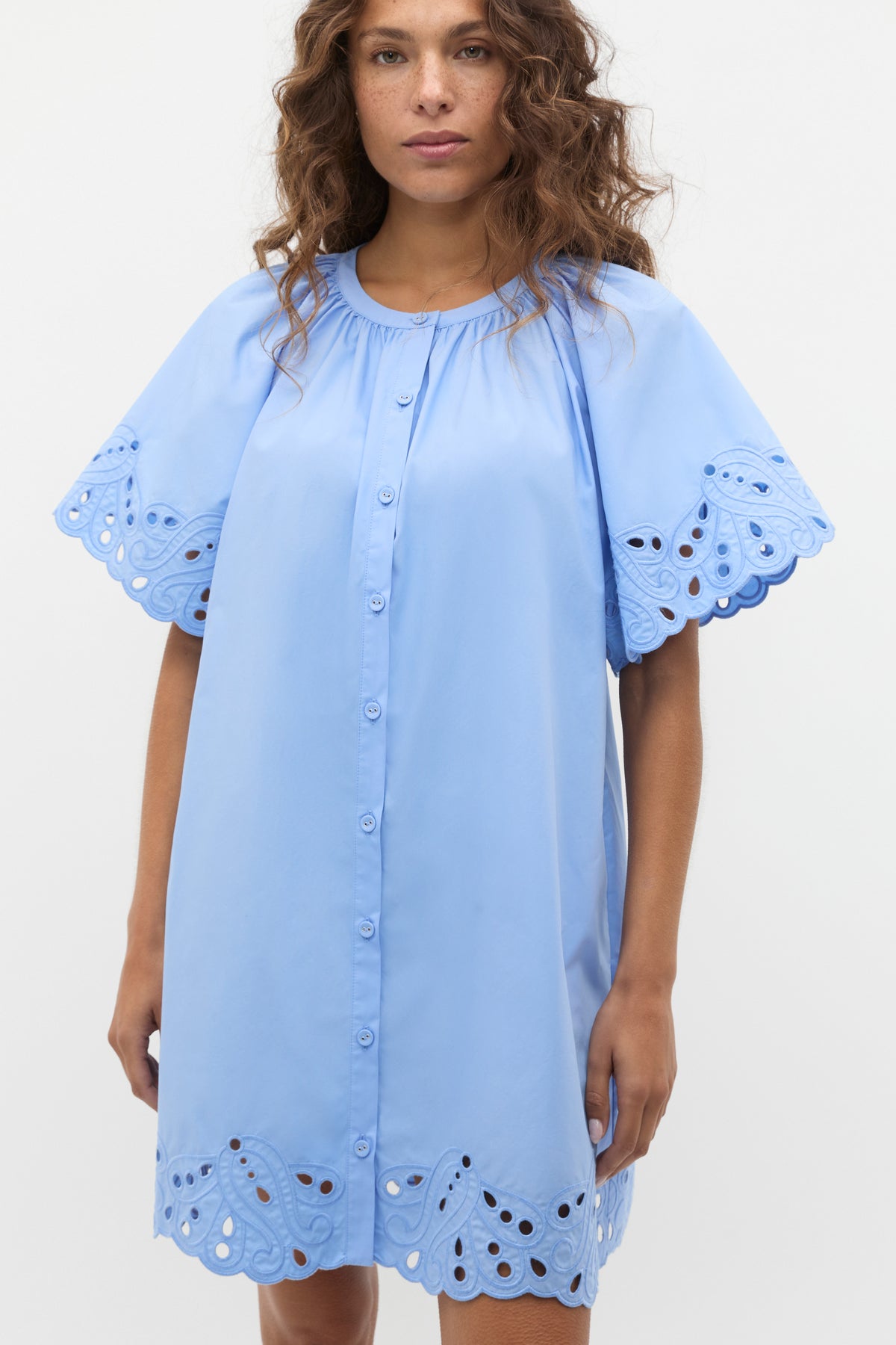 Poplin Broderie Mini Dress